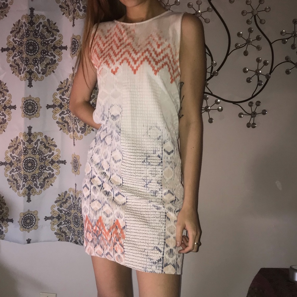 ZARA COLLECTION Blue Orange Textured Shift Dress